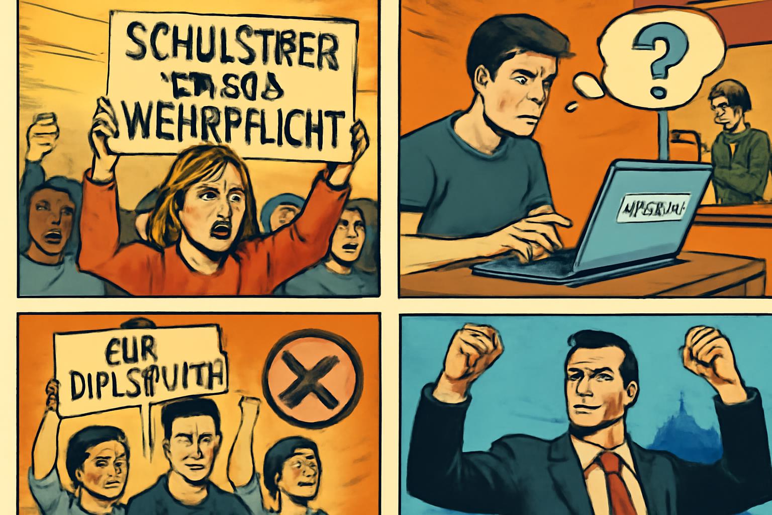 BSW: Schulstreik gegen Wehrpflicht; Abschaffung, Diplomatie; Verweigerungs-Tool. ⚖️✊