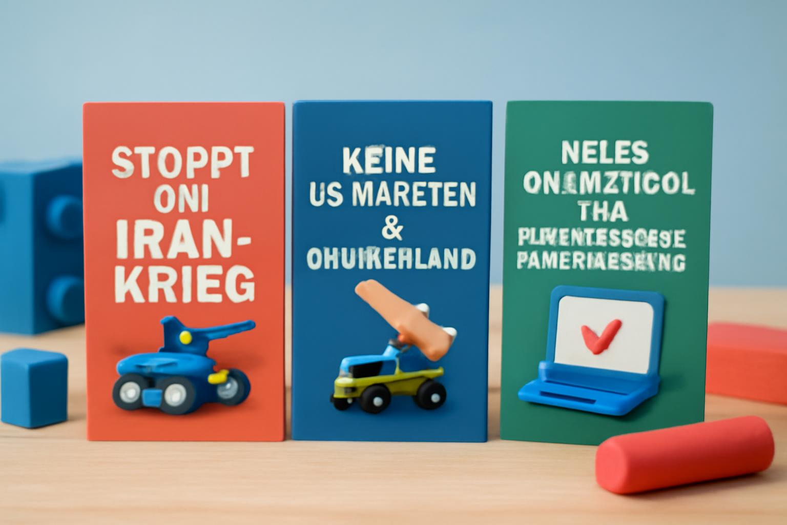 BSW: Drei Flyer – Stoppt Iran-Krieg, Keine US-Raketen, Verweigerungstool 🚫🕊️